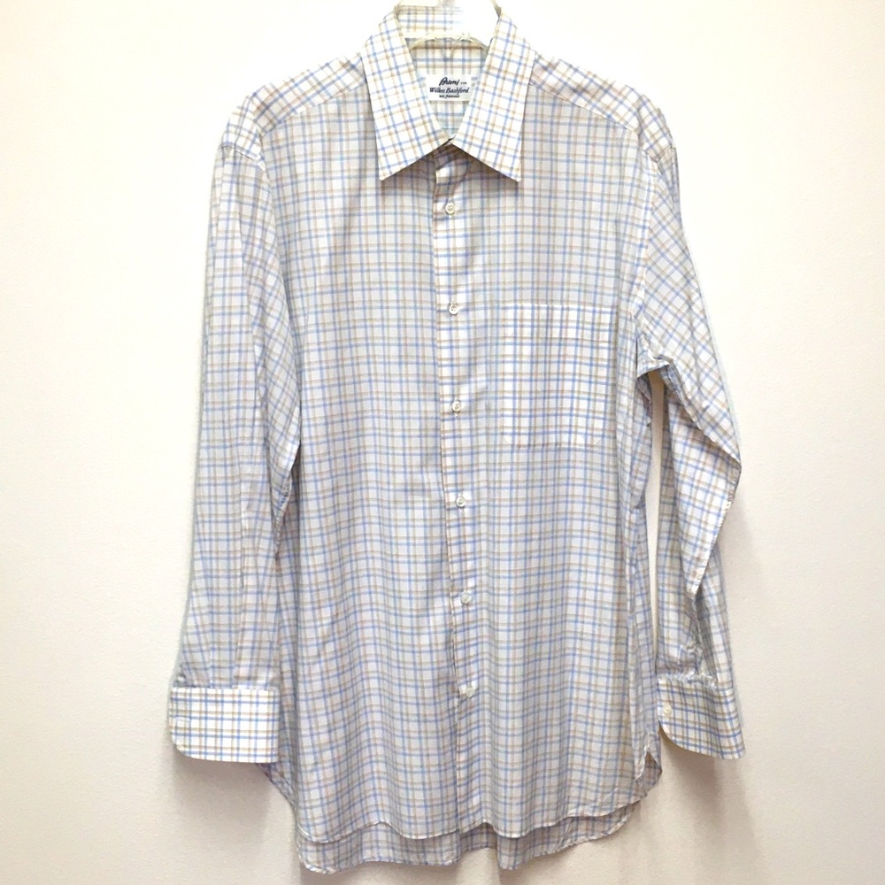 Brioni for Wilkes Bashford Button Up Dress Shirt Sz 16 Made in Italy 100% Cotton